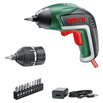 Bosch Home and Garden 06039A800U Bosch Atornillador IXO (5.ª generación, batería integrada de 3,6 V, Accesorio de par de Giro, 10 Brocas, Cargador USB, en Caja) -Amazon Edición, Classic Green