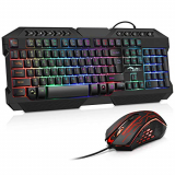BAKTH Packs de Teclado y Ratón para Juegos, Color del Arcoiris Retroiluminada USB LED del Gaming Teclado y 3600DPI Ratón con Cable para Gamers PC o Trabajo