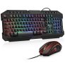 BAKTH Packs de Teclado y Ratón para Juegos, Color del Arcoiris Retroiluminada USB LED del Gaming Teclado y 3600DPI Ratón con Cable para Gamers PC o Trabajo
