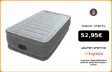INTEX Fibertech Comfortplush Colchón Hinchable con bomba 152x203x46cm Cama de aire doble con Funda Transporte Camping Color Gris|Colchones de aire|