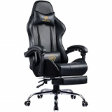 LUCKRACER Silla Gaming Escritorio con Reposapiés Oficina Cojín Lumbar para Masaje Reposabrazos de Carreras Respaldo Alto de Cuero PU