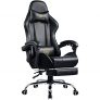 LUCKRACER Silla Gaming Escritorio con Reposapiés Oficina Cojín Lumbar para Masaje Reposabrazos de Carreras Respaldo Alto de Cuero PU