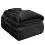 Hansleep Manta Reversible de Franela y Sherpa 130×165 cm, Manta Polar para Cama 80 de Microfibra – Manta Pelo para Sofá Suave Hipoalérgica, Manta Forro Polar de Invierno Negro
