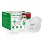 medisana FFP2 Máscara de protección, RM 100, máscara respiratoria, contra el polvo, 25 piezas empaquetadas individualmente en bolsa de PE con clip – certificado CE2834 – UE 2016/425