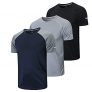 frueo 3 Piezas Camiseta Deporte Hombre Camisetas Running Hombre de Secado Rápido Ropa Gimnasio Camisetas Manga Corta Hombre(5286) Black Grey Navy-L