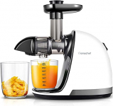 Licuadora Prensado en Frio, AMZCHEF Licuadora Frutas Verduras,Extractor de zumos con Función inversa,Motor Silencioso,fácil de limpiar con un cepillo extra (Beige)
