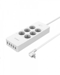 ORICO 6 Tomas Regleta Enchufes con 5 USB Puertos (5V/8A) – Inteligente Tecnología IC con Múltiples Protección – Carga para Samsung iPad iPhone Tablets y Otros Dispositivos (Blanco)