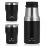 SANTECO Termo 1,2L con 2 tazas, rodillo de viaje en caliente de acero inoxidable, termo de acero inoxidable, termo, 42 horas de calor, 24 horas de frío, ideal para café y té