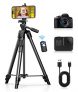 CIRYCASE Tripode Movil Extensible, 128cm Aluminio Tripode Camara con Control Remoto Bluetooth Recargable USB, Portátil Palo Selfie Tripode Compatible con iPhone/Cámara Acción/DSLR, para Video/Selfies