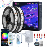 HAYAYO Tira LED Alexa 15m, Tira LED RGB 5050 Music Sync con Remote APP Smart WIFI controlada, Luces LED iluminacion para Decoracion Habitacion Partido, Luz LED Compatibles con Alexa, Google Home