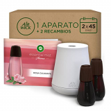 Air Wick Essential Mist Aparato y Recambios de Ambientador Difusor de Aceites Esenciales para Casa con aroma a Rosa, Pack de 1 Aparato y 2 Recambios