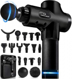 Pistola de Masaje Muscular Pistola Masaje 15 + 2 Cabezales Masajeador Muscular – Pistola Masajeadora Muscular Eléctrica de Percusión para Deportistas Tejido Profundo Masaje con 30 Velocidades Negro