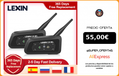 Lexin Intercomunicador Bluetooth para casco de motocicleta, auriculares inalámbricos para 2 conductores, BT, 1200m, interfono para música|headset intercom|lexin r6motorcycle bluetooth