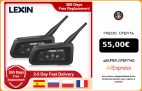 Lexin Intercomunicador Bluetooth para casco de motocicleta, auriculares inalámbricos para 2 conductores, BT, 1200m, interfono para música|headset intercom|lexin r6motorcycle bluetooth