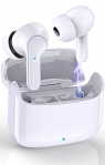 Auriculares Inalámbricos Bluetooth, Donerton Auriculares Bluetooth 5.0 con Estéreo Micrófono TWS Cascos In-Ear, IP7 Impermeable, con Caja de Carga Portátil, 8 Horas de reproducción Permanente, Blanco