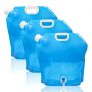 PNGOS 3 Piezas Recipiente De Agua Plegable 10L Bidón De Agua Plegable Bolsa De Agua Potable Portátil con Grifo De Agua para Acampar IR De Excursión y Almacenar Agua En Caso De Emergencia