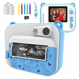 Ushining Cámara para Niños, 1080P Cámara Digital para Niños con Pantalla IPS de 2.0 Pulgadas, Cámara Instantánea con Tarjeta Micro SD de 32 GB, Regalos Juguete para 3 a 12 Años Niños y Niñas – Azul