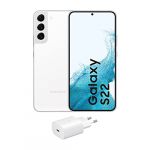 Samsung Galaxy S22 5G + Cargador – Teléfono Móvil libre, 128 GB, Smartphone Android, Color Phantom Blanco (Versión Española)