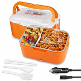 AUTOPkio Caja Almuerzo Eléctrica de Camión, Calentadores Eléctricos Portátiles, 24V 35W Calentador Alimentos Para Camión Caja Almuerzo de Conductor 1.5L Calefacción Recipiente Bento(Naranja)