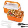 AUTOPkio Caja Almuerzo Eléctrica de Camión, Calentadores Eléctricos Portátiles, 24V 35W Calentador Alimentos Para Camión Caja Almuerzo de Conductor 1.5L Calefacción Recipiente Bento(Naranja)