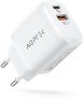 AGPTEK 2 en 1 20W Cargador USB C, Cargador Tipo C Carga Rápida PD 3.0 y USB QC 3.0 para iPhone 13/12/ 11 Pro MAX Mini, Blanco