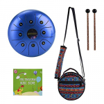 Tambor de Lengua de Acero, ammoon 5.5 Pulgadas Tongue Drum Un Regalo Especial de Instrumentos Musicales, Tratamiento de Sonido, con Bolsa, Baqueta, Partitura, Tambor de Lengua(azul)