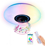 AEUWIER Luz de techo a todo color con Bluetooth, lámpara de techo LED moderna, delgada y elegante con 60W regulable, música moderna, luces de fiesta familiar con cambio de color RGB de 36 cm
