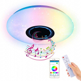 AEUWIER Luz de techo a todo color con Bluetooth, lámpara de techo LED moderna, delgada y elegante con 60W regulable, música moderna, luces de fiesta familiar con cambio de color RGB de 36 cm