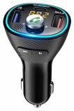 Cocoda Transmisor Bluetooth Coche, Manos Libres Coche con Type C PD 18W & QC3.0 Cargador Coche, Luz de Anillo Azul y Deep Bass, Bluetooth 5.0 Accesorios Coche Soporte U Disk/Siri/Google Assistant