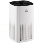 HOMCOM Purificador de Aire con Filtro HEPA de 3 Capas CADR 225 m³/h hasta 24 m² Purificador de Sobremesa con Pantalla LED 4 Velocidades Temporizador Modo Nocturna y Silencioso 22,7×22,7×36 cm Blanco