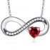 MEGA CREATIVE JEWELRY Collar Infinito Corazón Rojo Colgante para Mujer Regalo Madre Esposa Abuela Niñas Joyería Plata 925 con Cristales