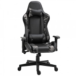 Vinsetto Silla Gaming Ergonómica Silla de Juego de Cuero Sintético Reclinable con Altura Ajustable Reposabrazos Regulable y Cojines 72x77x126-136 cm Negro y Camuflaje