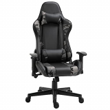 Vinsetto Silla Gaming Ergonómica Silla de Juego de Cuero Sintético Reclinable con Altura Ajustable Reposabrazos Regulable y Cojines 72x77x126-136 cm Negro y Camuflaje