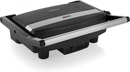 Tristar GR-2856 Parrilla eléctrica con superficie de cocinado de 28 x 19 cm, revestimiento antiadherente, fácil de limpiar, tapa flotante, libre de BPA y PFOA, almacenamiento para el cable, 1500 W