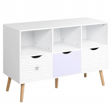 HOMCOM Aparador Infantil de Salón con 3 Cajones y 3 Compartimentos Abiertos para Libros Juguetes Armario Auxiliar de Almacenamiento para Dormitorio Cocina 100x39x69 cm Blanco