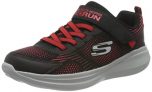 Skechers Go Run Fast-Sprint Jam, Zapatillas, Negro (BKRD Black Textile/Synthetic/Red Trim), 27 EU