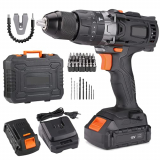 Taladro Atornillador 18 V, Máx 45Nm, 2x 2.0Ah Baterías Litio, 43 Accesorios, 2 Velocidades,13 mm Portabrocas Automatico,1H Carga Rápida PCD04B