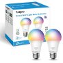 TP-Link Tapo- Bombilla LED Inteligente, Bombilla WiFi, Multicolor, Regulable, E27, 8.7W 806lm, Compatible Alexa, Echo y Google Home, Tapo L530E(2-pack)