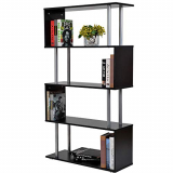Outsunny HOMCOM Libreria 145x80x30cm Madera y Metal Muebles Oficina Estanteria Estante Negro