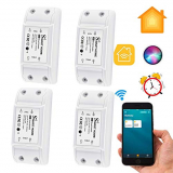 CAMPSLE Interruptor Inteligente WiFi, Interruptor Inalámbrico Control de Voz Temporizador App Control Interruptor, Módulo de Interruptor de Relé Compatible con Homekit Smart Assistant, (4 pcs)