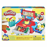 Play-Doh Caja registradora de juguete para niños de 3 años en adelante con divertidos sonidos, accesorios de comida y 4 colores no tóxicos (Hasbro 0)