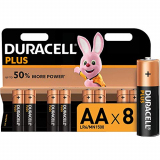 Duracell – Plus AA, Pilas Alcalinas (paquete de 8) 1.5 Voltios LR06 MN1500