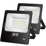 Focos LED exterior 30W Potente Luces Led Exterior IP66, Luz de Seguridad Blanca Cálida 6500K para Terraza, Jardín, Patio, Parque, Garaje 2 piezas