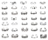 LOLIAS 24-55 Piezas Anillos de Dedo Abiertos para Mujeres Juego de Anillos Nudillos Verano Bohemios Anillos Pie Playa Anillos Abiertos para Dedos Pies Anillos Retro para los Dedos