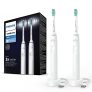 Cepillo dental eléctrico sónico Philips Sonicare serie 3100 (paquete doble) con sensor de presión y recordatorio de sustitución BrushSync, HX3675/13, blanco