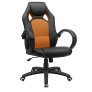 SONGMICS Racing Silla de Escritorio de Oficina Ergonómica Regulable con Ruedas, OBG56BO, Negro-Naranja