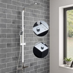 ZIK Columna de ducha con grifo termostático, multifunción, regulable en acero inoxidable – cromado