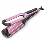 KIPOZI rizador de pelo Beach Waves con barril de cerámica 5 niveles de temperatura 140 ℃ -220 s, 15 s plancha de pelo de calentamiento rápido con 24 h de larga duración, rosa