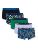 Jack & Jones Jacsummer Print Trunks-Pack de 5 Unidades Bxer, Amarillo/Detalle: Azul Marino con Estampado de Mariposas, Negro Iris Y Verde, M para Hombre