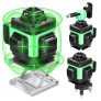 Geevorks Nivel Laser 360 Grados Nivel Láser Autonivelante Verde 25m 4D 16 Línea Láser Cruzada IP54 Impermeable Nivelador Láser con 2 * 2400mAh Baterías Recargables para Diseño de Baldosas